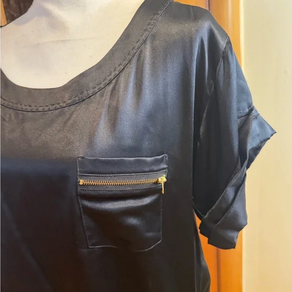 DVF Diane von Furstenberg satin 100% silk blouse shirt Sz 14 - Picture 5 of 16